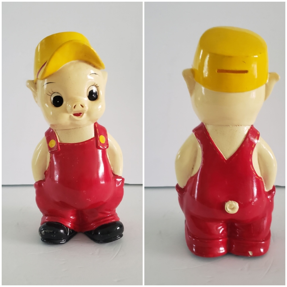 BANK, PORKY PIG 1960's, Hard Plastic Or Vinyl, 10.5" H x 5.5" W